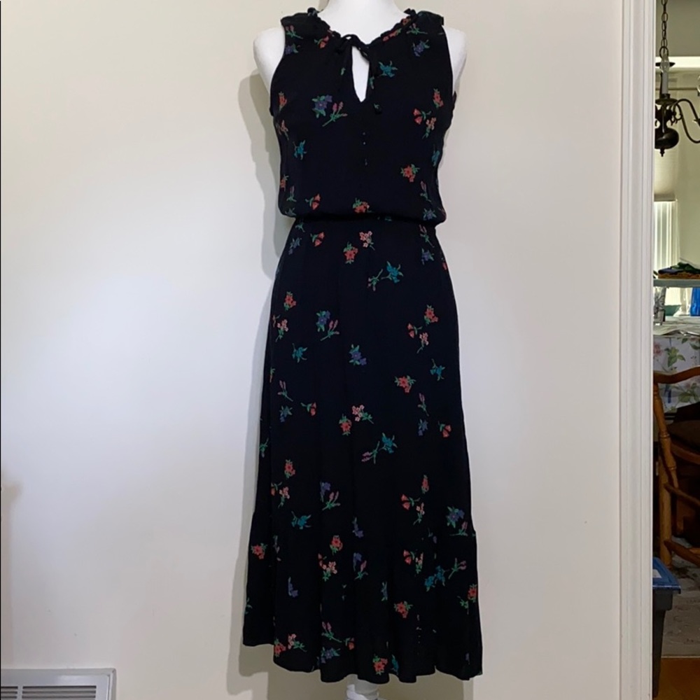 Old Navy Black Flower Midi Dress